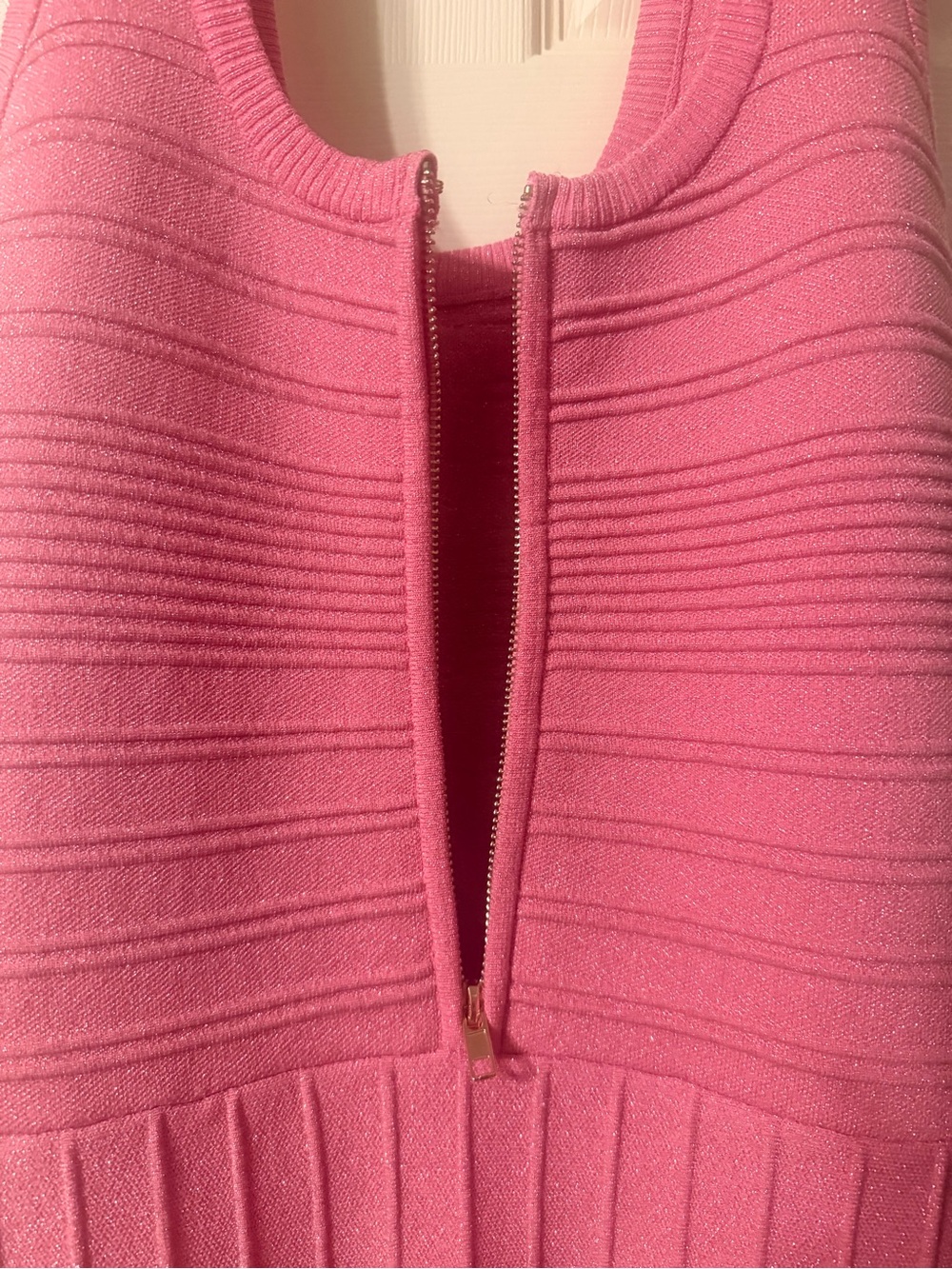 Retrofete Pink Sleeveless Pleated Knit Dress with Gold Buttons - Picture 6 of 6